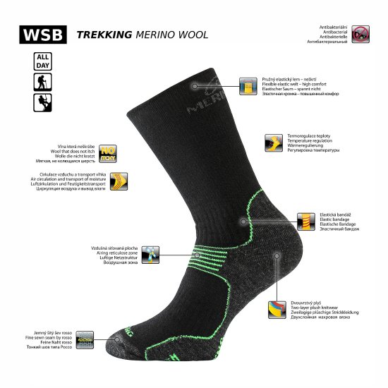 Вълнени термо чорапи за туризъм LASTING WSB 906