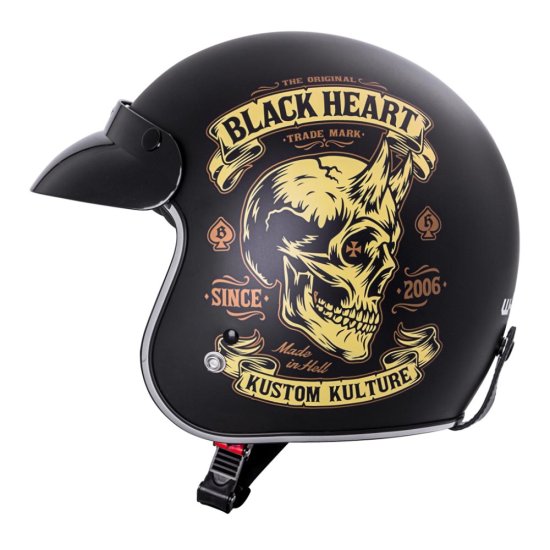 Мото каска W-TEC V541 Black Heart, Skull Horn - Черен мат