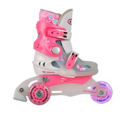 Ролери WORKER TriGo Skate LED със светещи колела, Розов